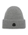 Moncler Logo Detail Rib Knit Cashmere Hat In Charcoal