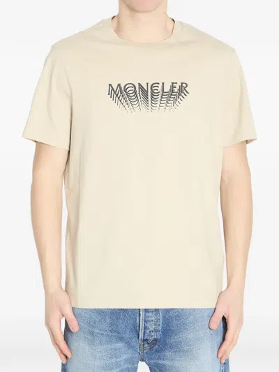 Moncler Signature Jersey Crewneck T Shirt Regular Fit In Neutral
