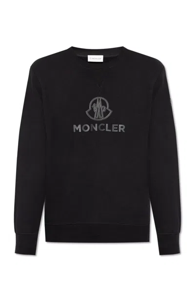 Moncler Logo-appliquéd Cotton And Cashmere-blend Jersey Sweatshirt In Black