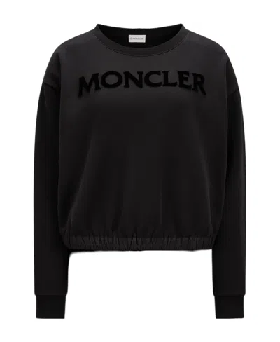 Moncler Logo Detailed Crewneck Sweatshirt In Black