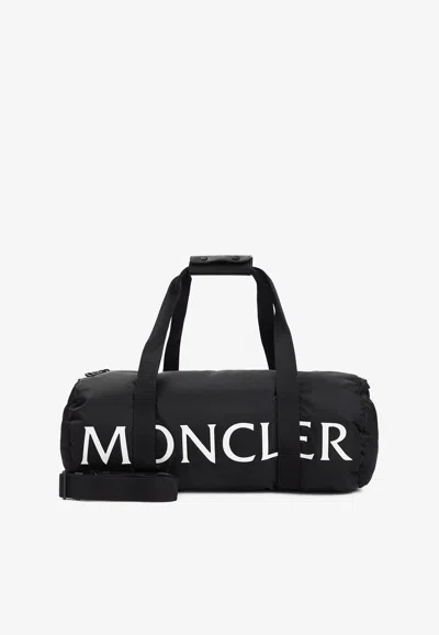 Moncler Logo Down-filled Duffel Bag In Black