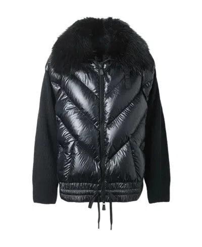 Moncler Logo Down Jacket In Black