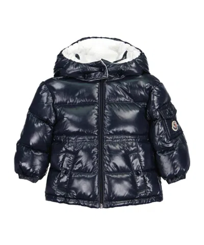 Moncler Logo Down Jacket In Blue