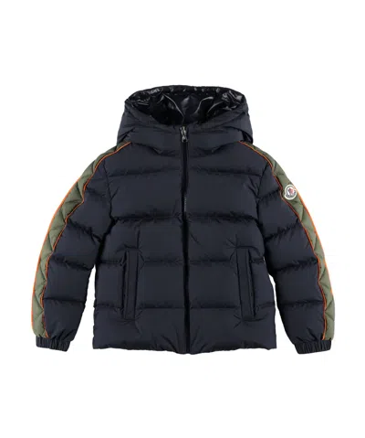 Moncler Logo Down Jacket In Blue