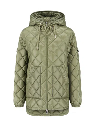 Moncler Logo Down Jacket In Green