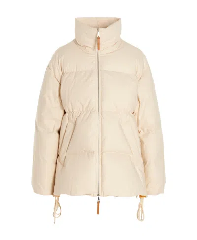 Moncler Logo Down Jacket In Nude