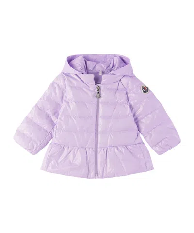 Moncler Logo Down Jacket In Purple