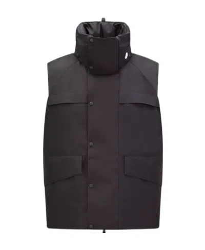 Moncler Logo Down Vest In Black