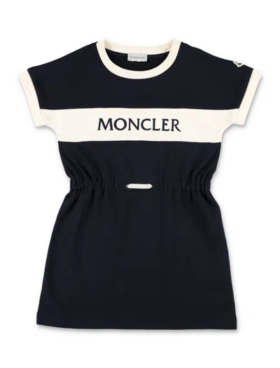 Moncler Kids' Logo Dress In Black/white