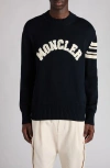 Moncler Cotton Crew Neck Sweater With Ribbed Cuffs And Hem
