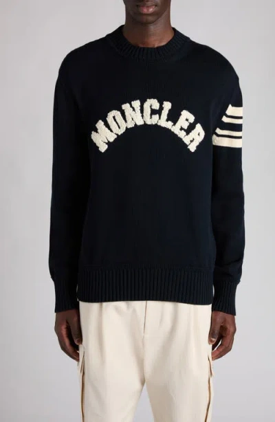 MONCLER MONCLER LOGO EMBELLISHED COTTON SWEATER