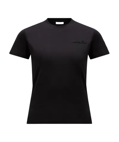 Moncler Logo-embellished Cotton T-shirt In Black