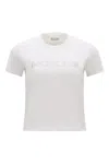 Moncler Logo Embellished Crewneck T-shirt In Bianco