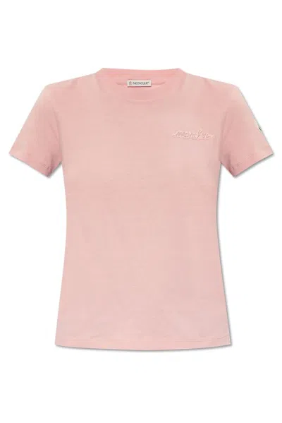 Moncler Logo-patch Cotton T-shirt In Pink