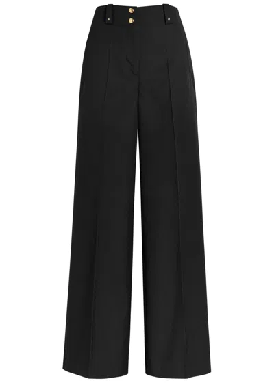 Moncler Logo-embellished Woven Trousers In Black