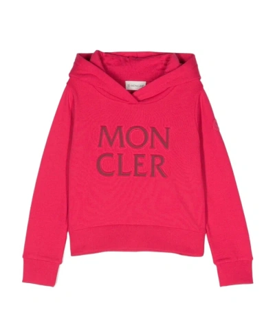 Moncler Logo-embossed Cotton Hoodie In Red