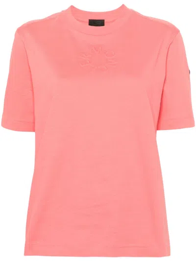 Moncler Logo-embossed Cotton T-shirt In Red