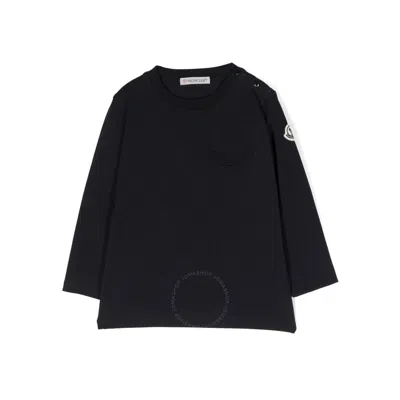 Moncler Logo-embossed Crewneck Sweatshirt In Blue
