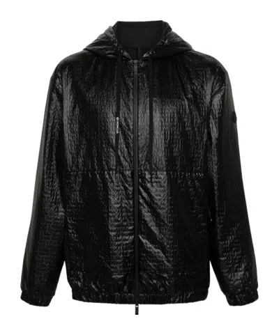 Moncler Logo-embossed Hooded Jacket In Black