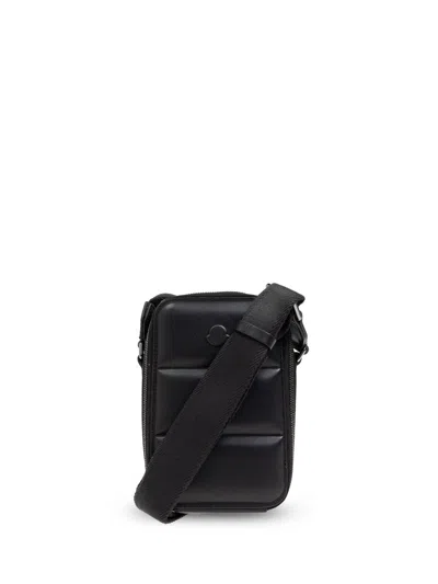 Moncler Vertical Leather Crossbody Bag In Black