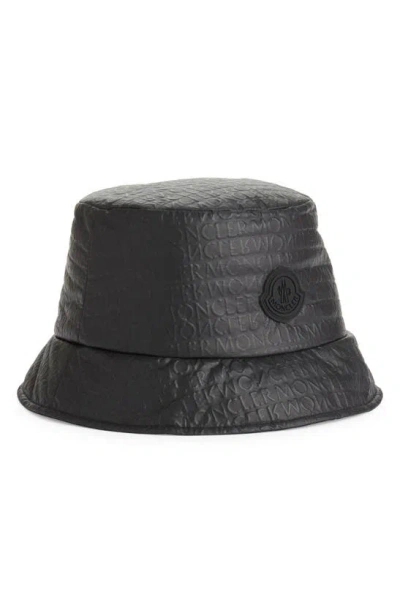 MONCLER LOGO EMBOSSED NYLON BUCKET HAT