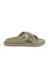 Moncler Bell Soft Leather Sliders In Nude