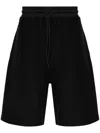 Moncler Black Logo Embossed Track Shorts In Black