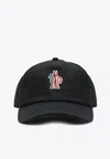 Moncler Grenoble Logo Patch Cotton Twill Baseball Cap In Black