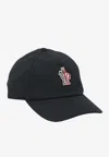 Moncler Grenoble Logo Patch Cotton Twill Baseball Cap In Black