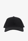 Moncler Cotton Gabardine Curved Brim Baseball Cap In Black