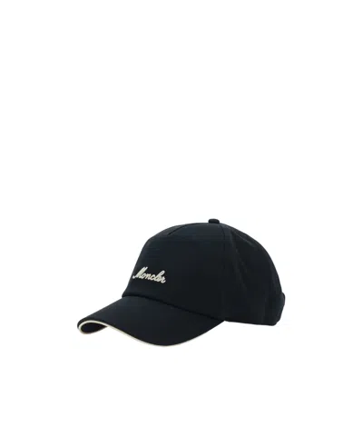Moncler Logo Embroidered Adjustable Baseball Cap In Black