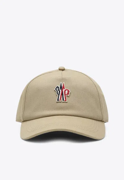 Moncler Grenoble Beige Baseball Cap With Logo Patch In Nude