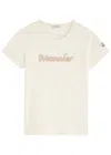 Moncler Logo Embroidered Cotton T-shirt In Natural