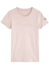 Moncler Logo-embroidered Beaded Cotton T-shirt In Pink Light