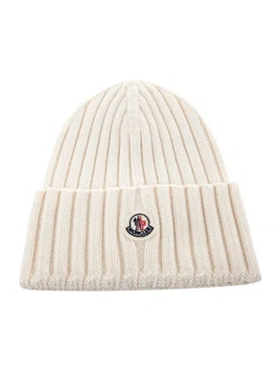 Pre-owned Moncler Logo Embroidered Beanie In Neutrals