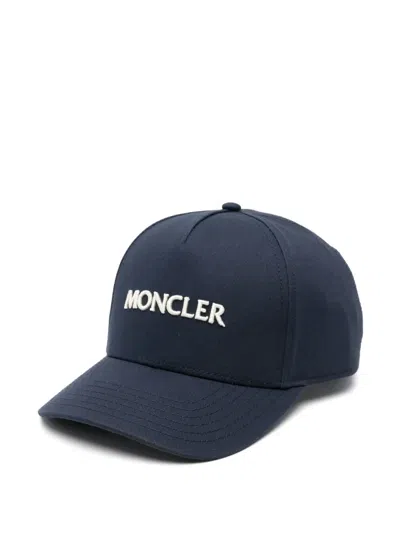 Moncler Logo-embroidered Cap In Blue
