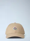 Moncler Logo Patch Cotton Gabardine Baseball Cap In Neutral