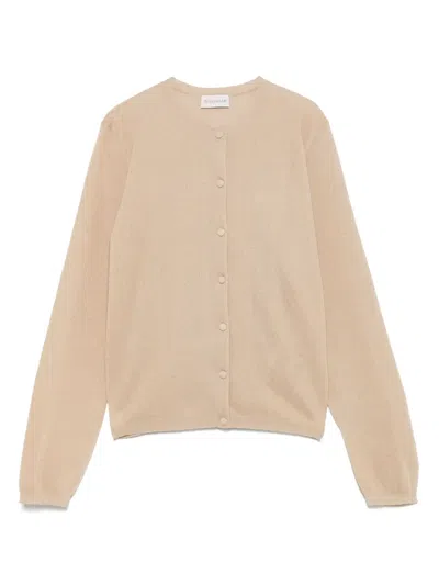 Moncler Logo-embroidered Cardigan In Neutrals