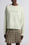 Moncler Logo Embroidered Cotton Fleece Sweatshirt In Green
