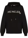 Moncler Logo-embroidered Drawstring Hoodie In Black