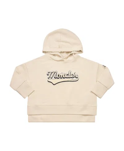 Moncler Logo-embroidered Cotton Hoodie In Nude
