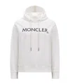 Moncler Logo-embroidered Drawstring Cotton Hoodie In White