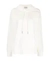 Moncler Logo-embroidered Cotton Hoodie In White