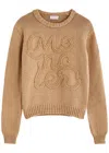 Moncler Logo-embroidered Cotton Sweatshirt In Beige