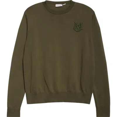 Moncler Logo Embroidered Cotton Sweater In Green