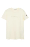 Moncler Crystal Logo Cotton T-shirt In Neutral