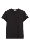 Moncler Logo Embroidered Cotton T-shirt In Black