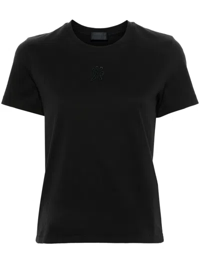 Moncler Logo-embroidered Cotton T-shirt In Black