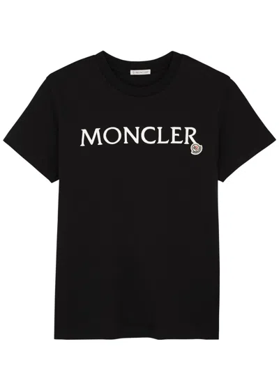 Moncler Logo-embroidered Cotton T-shirt In Black