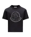 Moncler Logo-embroidered Cotton T-shirt In Black
